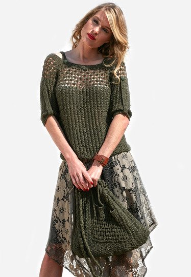 Strickanleitung Pulli Nelli inklusive passender Umhängetasche