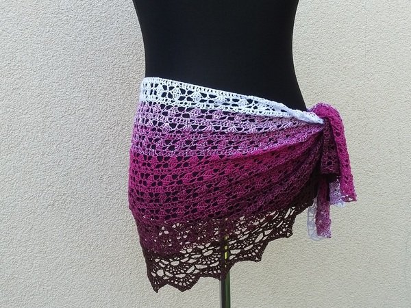 crochet pattern, summer stole Black forest cherry