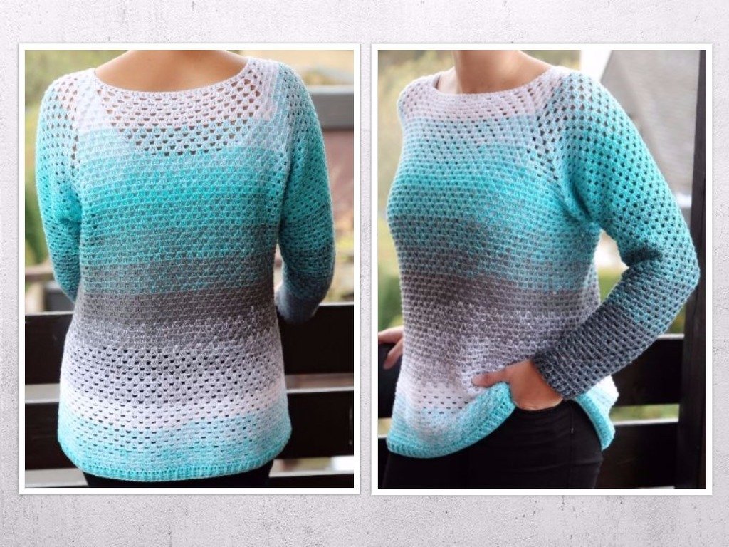 Häkelanleitung RVO Raglan Pullover "Lisa", Gr. 34-48