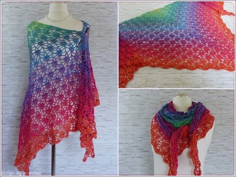 MiniBeache Häkelanleitung für ein Dreieckstuch mit Muschelmuster