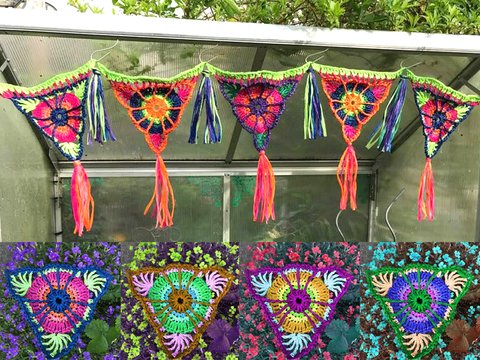 Wimpel Girlande mit neuem Grannymuster