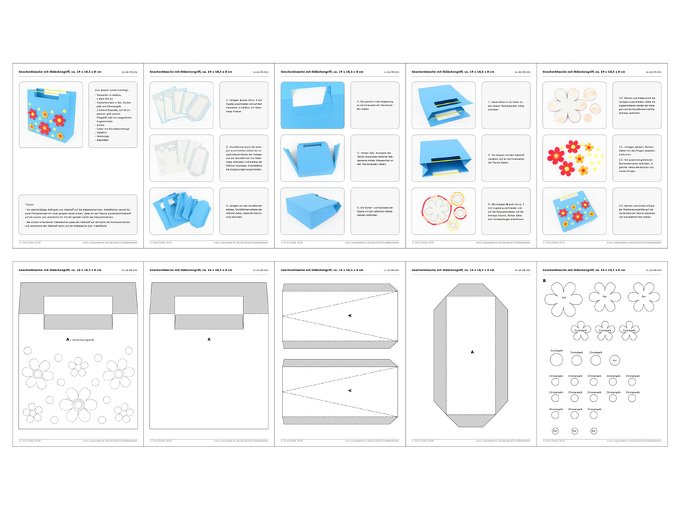Geschenktasche mit Stäbchengriffen – Bastelvorlagen und Anleitung