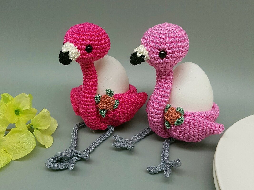 Flamingo Eierbecher Häkelanleitung