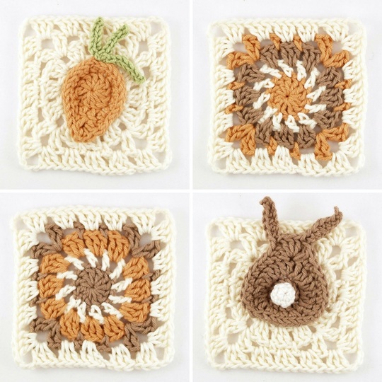 Häkelanleitung Granny Square Hase / Möhre
