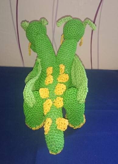 Doppelkopf Drache Grün - Amigurumi