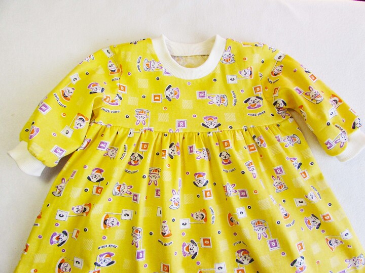 Knitted Dress for girl, short and long sleeves,dress for home, sewing pattern, sizes 1-7 years.