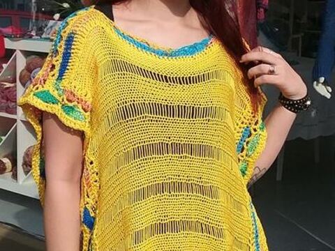 Poncho mit Fallmaschen