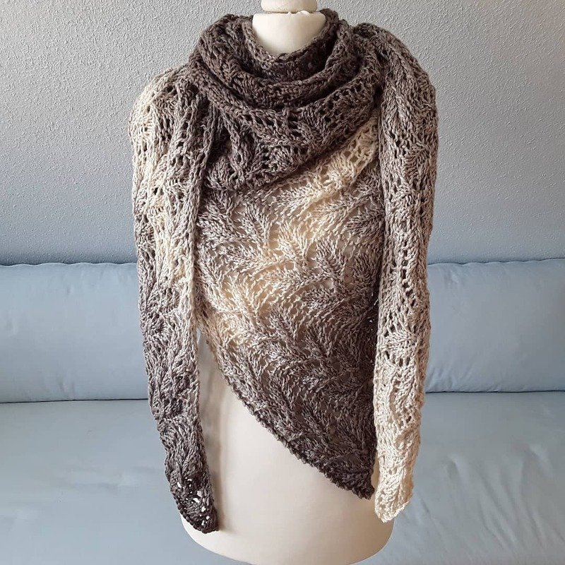 Tuch "Leaves-Stripes" mit SKY von Woolly Hugs gestrickt - Bild 2