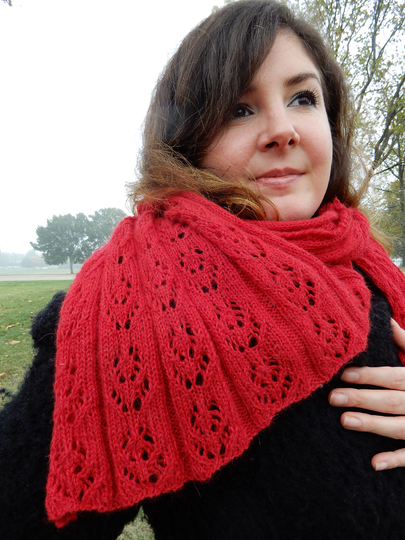 Strickanleitung Lace-Schal mit Blumen "Poppy"