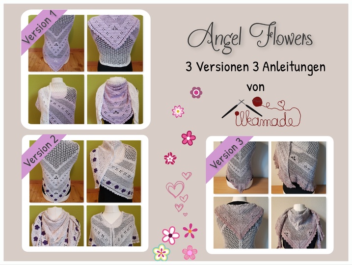 3 Häkelanleitungen Angel Flowers Versionen 1,2 und 3