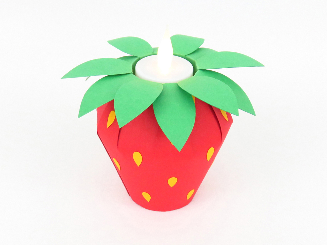 Teelichthalter – Erdbeere – Bastelvorlagen mit Anleitung