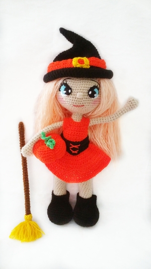 Häkelanleitung von Annie, der kleinen Hexe PDF english-deutsch-dutch puppe XL