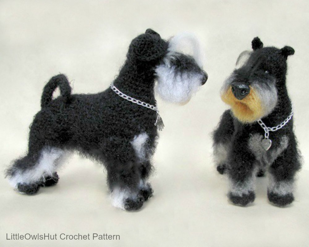101 Crochet Pattern -  Miniature Schnauzer dog with wire frame - Amigurumi PDF file by Chirkova CP