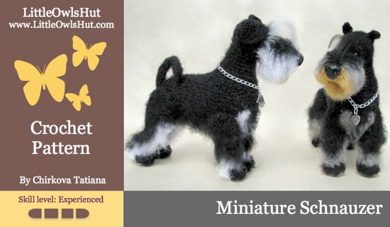 101 Crochet Pattern -  Miniature Schnauzer dog with wire frame - Amigurumi PDF file by Chirkova CP