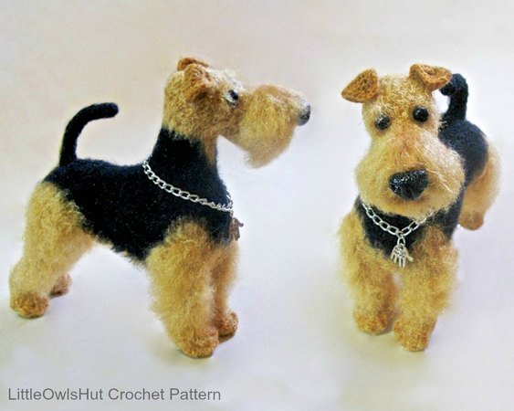 102 Crochet Pattern - Welsh Terrier dog with wire frame - Amigurumi PDF file by Chirkova CP