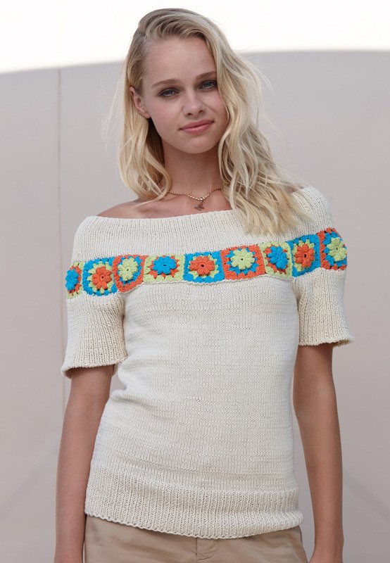 Strickpulli Riona mit Häkelblüten - Bild 2