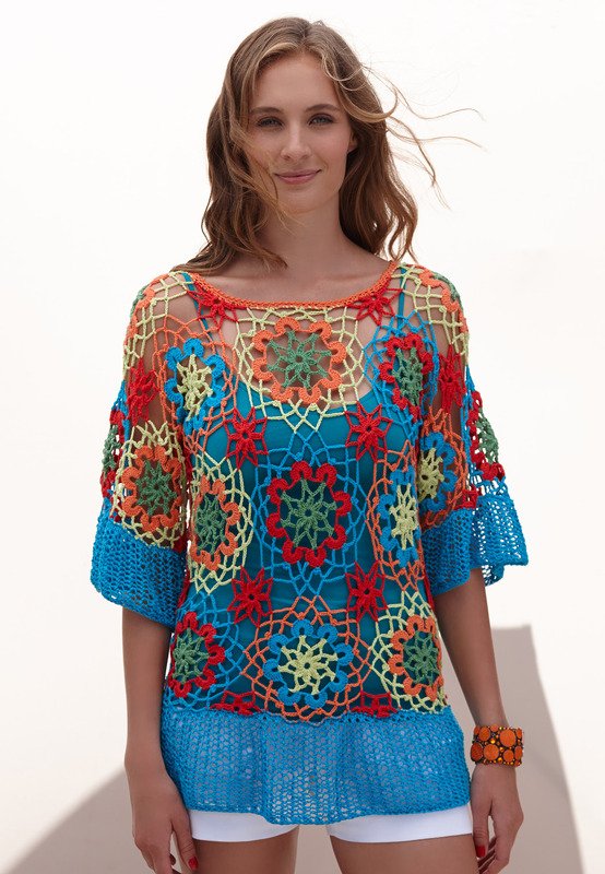 Strickpulli Wyanet mit gehäkelten Blüten - Bild 2