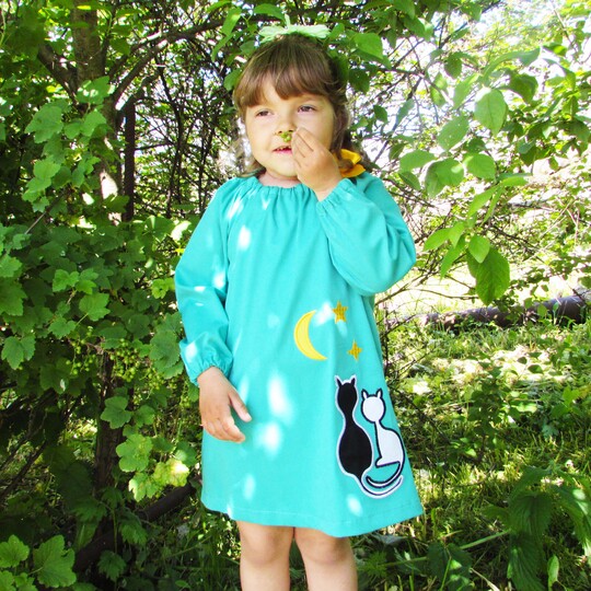 Dress and blouse for girls, toddler, baby, PDF sewing pattern, to fit 1 to 7 years.
