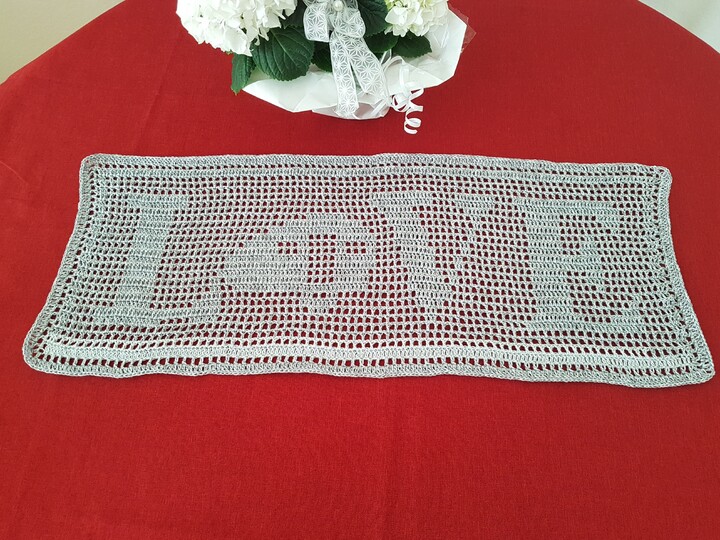 Tischdecke/ Läufer "LoveCamping" 69x27 cm, Häkelanleitung