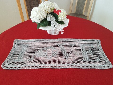 Tischdecke/ Läufer "LoveCamping" 69x27 cm, Häkelanleitung