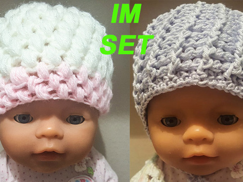 Set - 2 süße Babymützen (0-2 Mon)