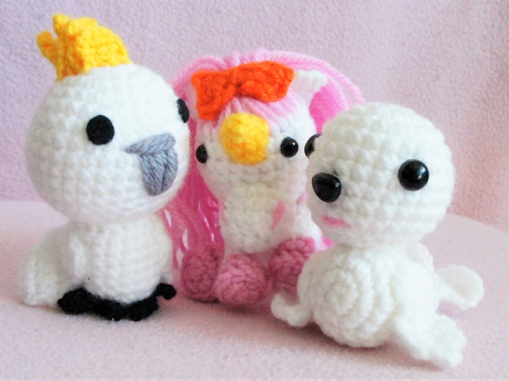 Sparset, Kleines Einhorn, kleine Robbe und kleiner Kakadu zum häkeln, Häkelanleitung