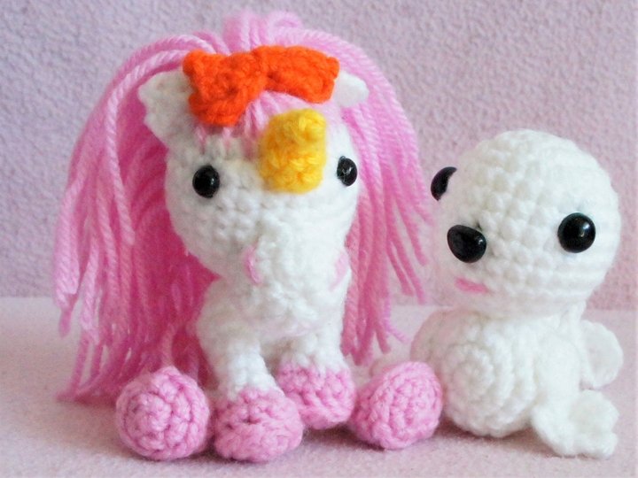 Sparpaket kleines Einhorn und Robbe häkeln, Häkelanleitung Sparset