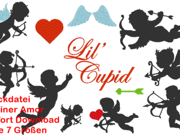 Stickdatei Amor Silhouette Cupid Hochzeit