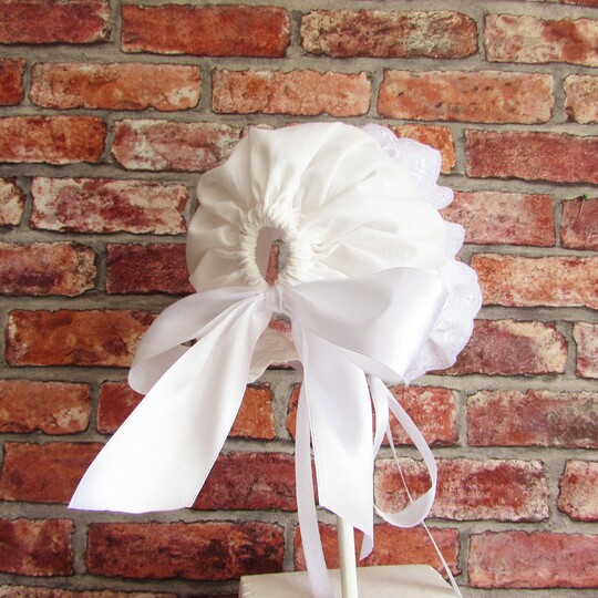 Bonnet with frills for girls, boys, toddler, children, christening luxury, bonnet baptism. Seven sizes.