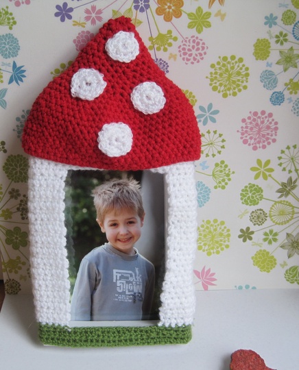 Häkelanleitung Bilderrahmen "Pilzpic" für Rahmen 10x15 cm - auch für Anfänger geeignet