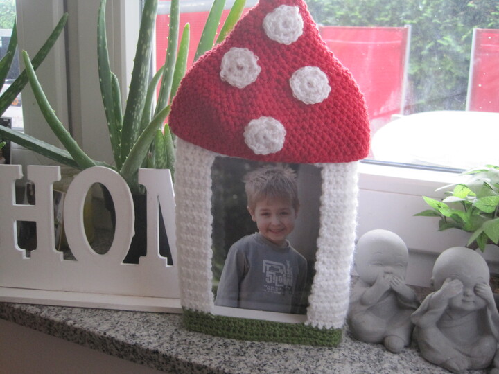 Häkelanleitung Bilderrahmen "Pilzpic" für Rahmen 10x15 cm - auch für Anfänger geeignet