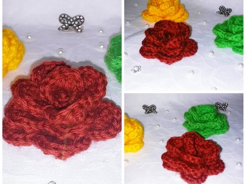 Häkelanleitung Blume rose rosen PDF english- deutsch-dutch