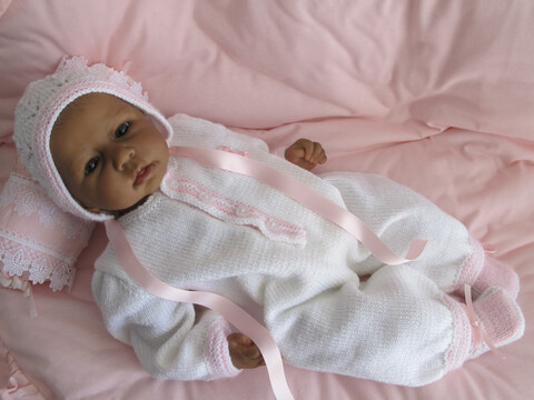 Strickanleitung Babyset 3-teilig Perle für Baby und Reborn Gr.50/54