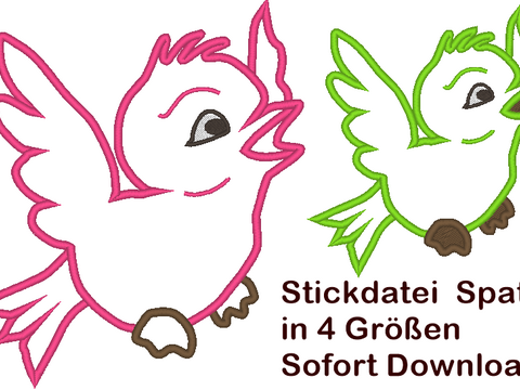 Stickdatei frecher Spatz Vogel