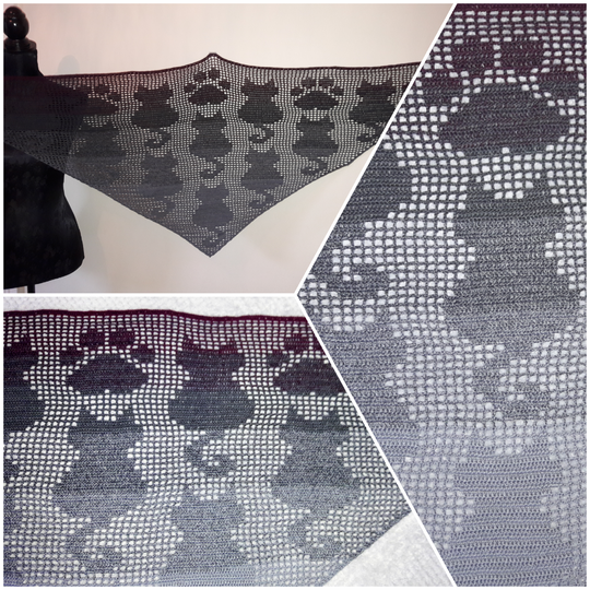 Triangular Shawl "Black Cats"