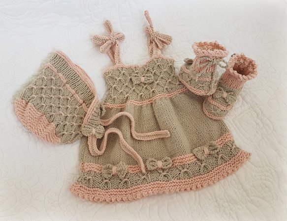 Little Bo-Peep Baby Dress, Bonnet and Bootie Set  (0 - 24 months)