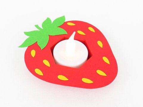 Teelichthalter – Erdbeerzeit – Bastelvorlagen und Anleitung, kinderleicht