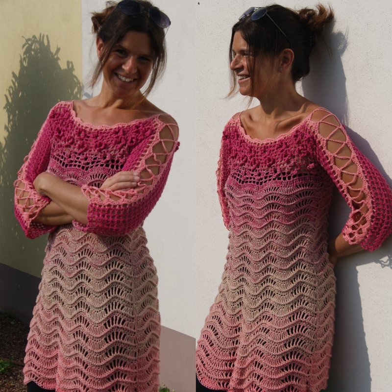 Häkeltunika SEEROSE (Gr. S/M, L/XL)