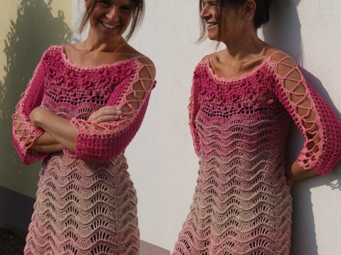 Häkeltunika SEEROSE (Gr. S/M, L/XL)