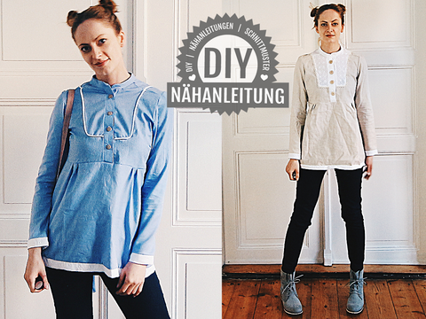 Bluse Polly | 34 – 42 | Kleid Tunika nähen inkl. Schnittmuster