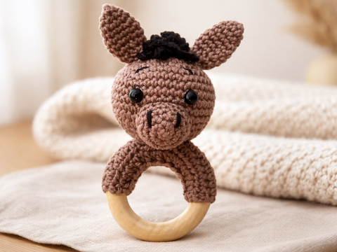 Häkelanleitung Pferde Rassel, Babyrassel häkeln