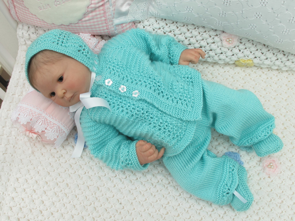 Strickanleitung Babyset 4-teilig Florin für Baby und Reborn Gr.50/54