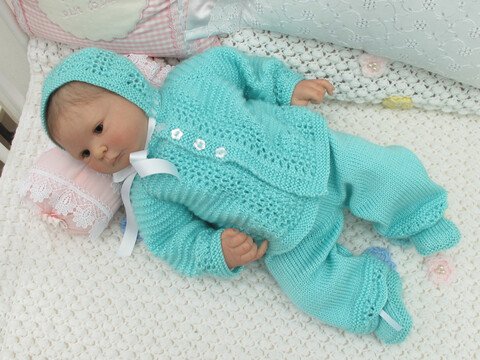 Strickanleitung Babyset 4-teilig Florin für Baby und Reborn Gr.50/54