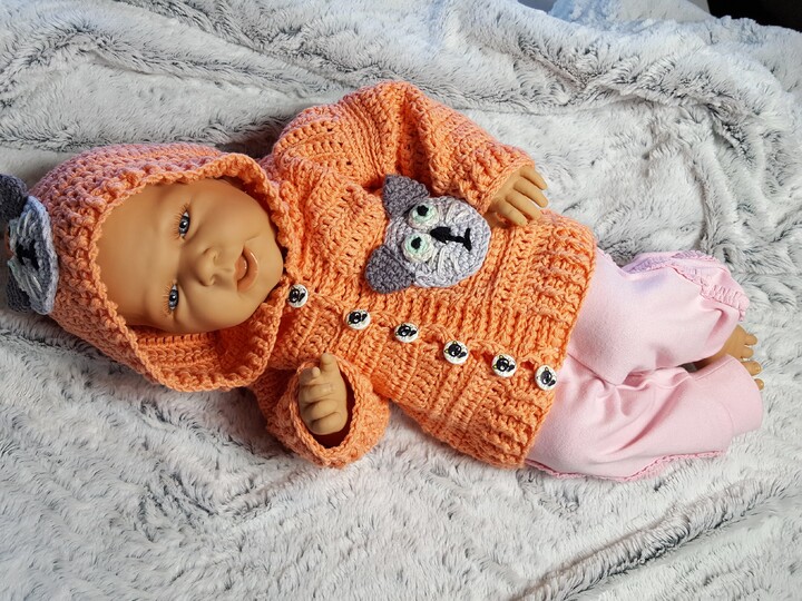 117 Häkelanleitung Babyjacke Häkeljacke Katze 50 bis 62