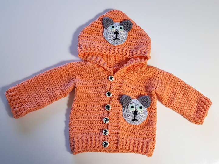 117 Häkelanleitung Babyjacke Häkeljacke Katze 50 bis 62