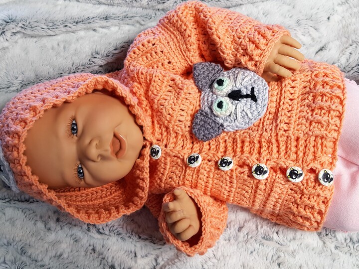 117 Häkelanleitung Babyjacke Häkeljacke Katze 50 bis 62