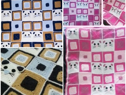 Häkelanleitung für Babydecke von Kätzchen PDF english-deutsch-dutch ternura amigurumi