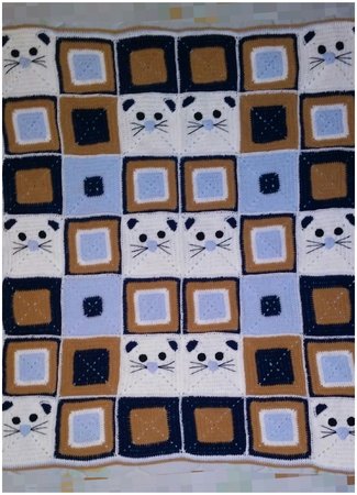 Crochet pattern for baby blanket of kittens PDF english-deutsch-dutch ternura amigurumi
