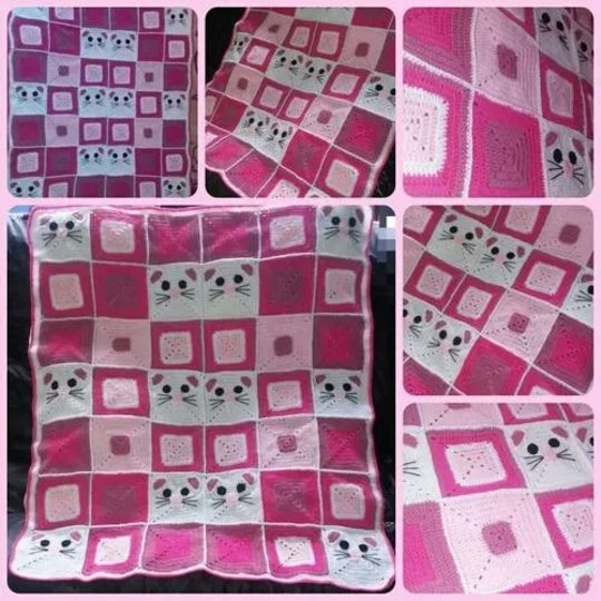 Häkelanleitung für Babydecke von Kätzchen PDF english-deutsch-dutch ternura amigurumi