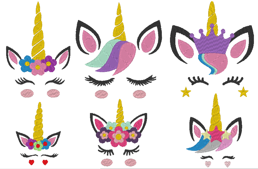 Stickdatei Einhorn Gesichter - Bild 4